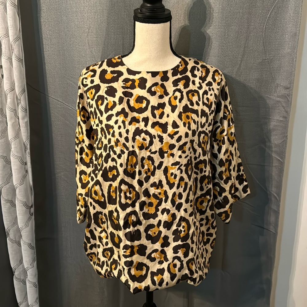 Christian Dior Leopard Print Silk Top in Multi